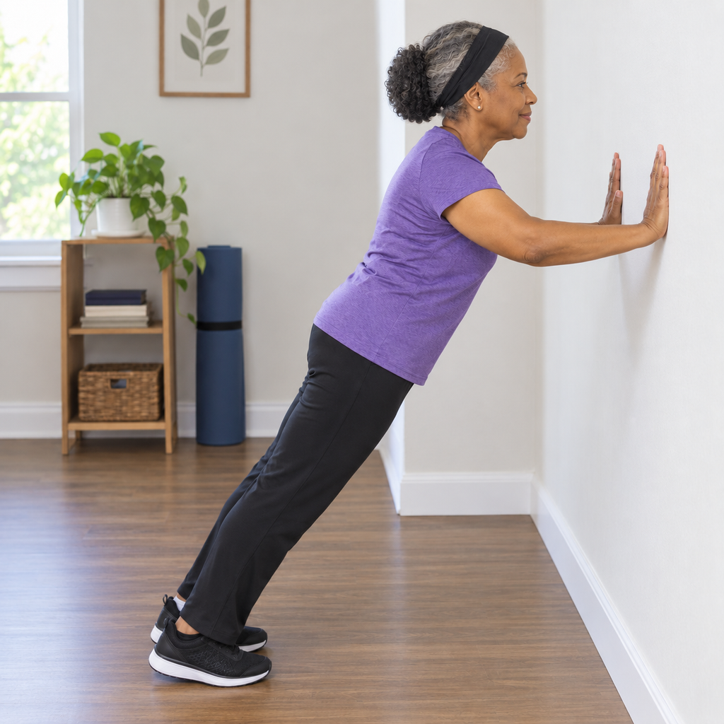 The Many Benefits of Strength Training as You Age Wall Pushup Demonstration